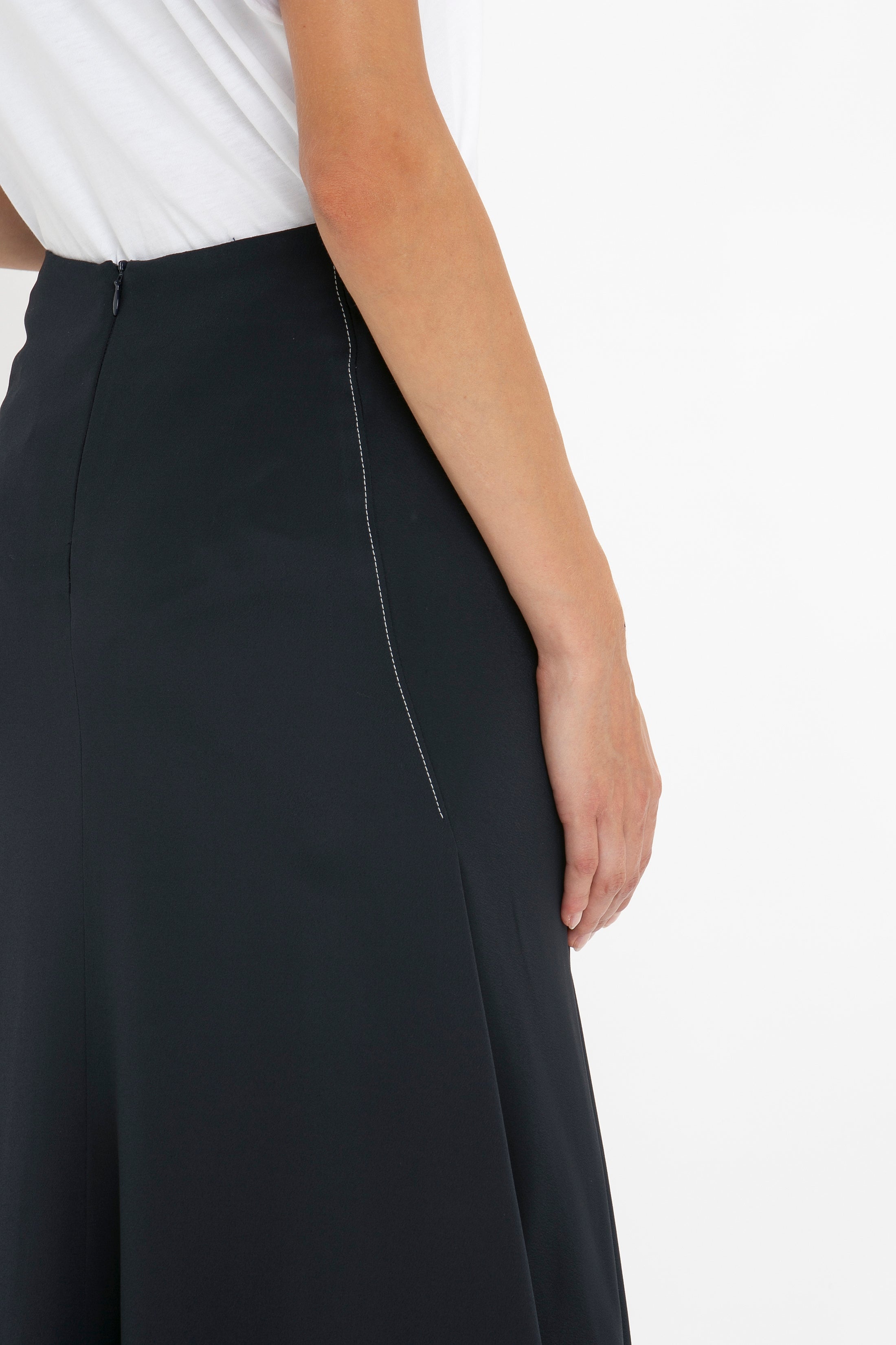 Asymmetric Tie Detail Skirt In Midnight - 6