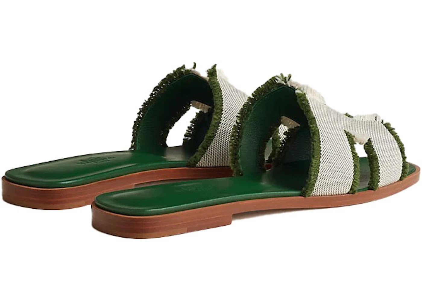 Hermes Oran Sandal Vert Canvas - 3