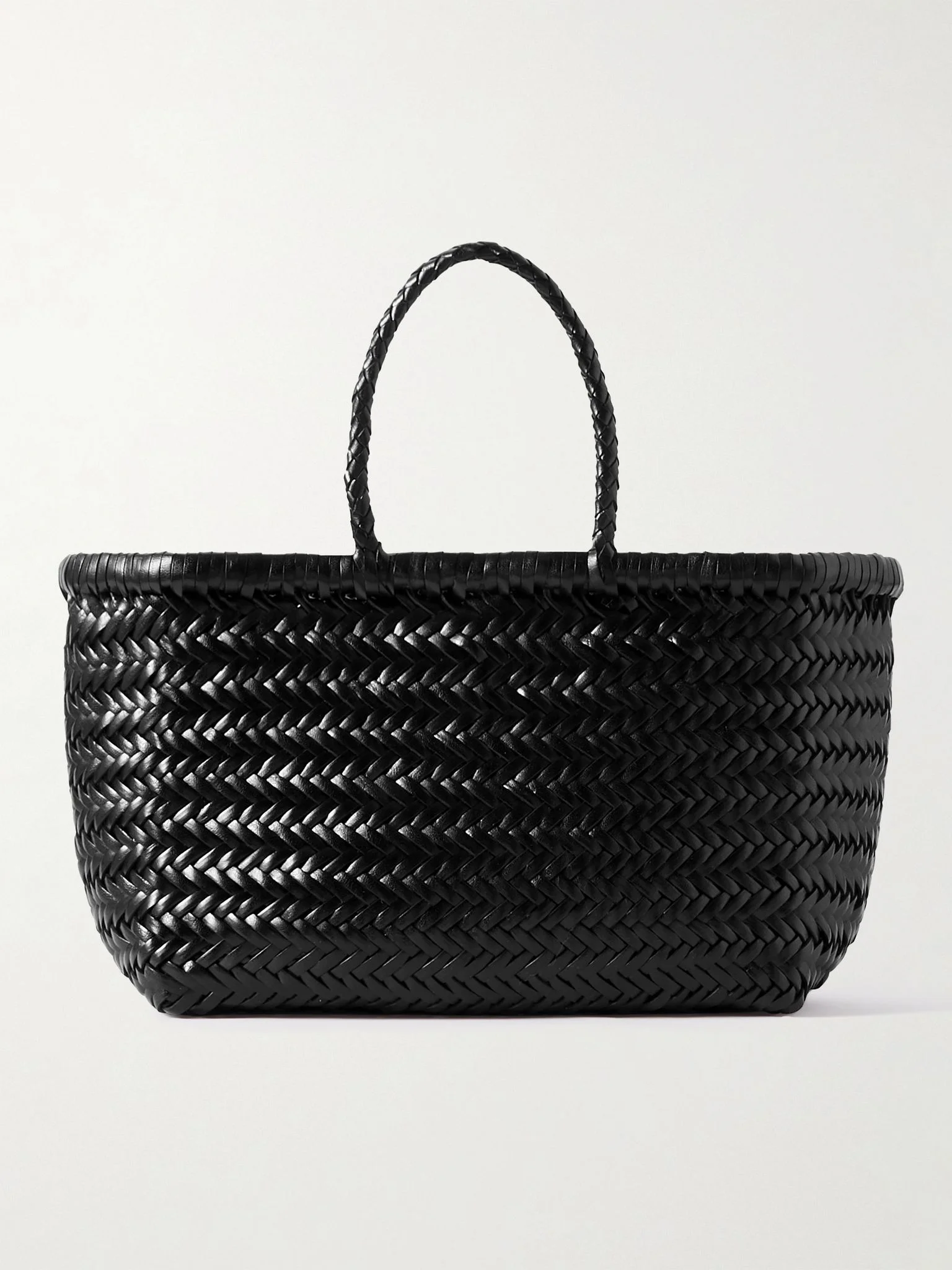 Bamboo Triple Jump small woven leather tote Black - 1