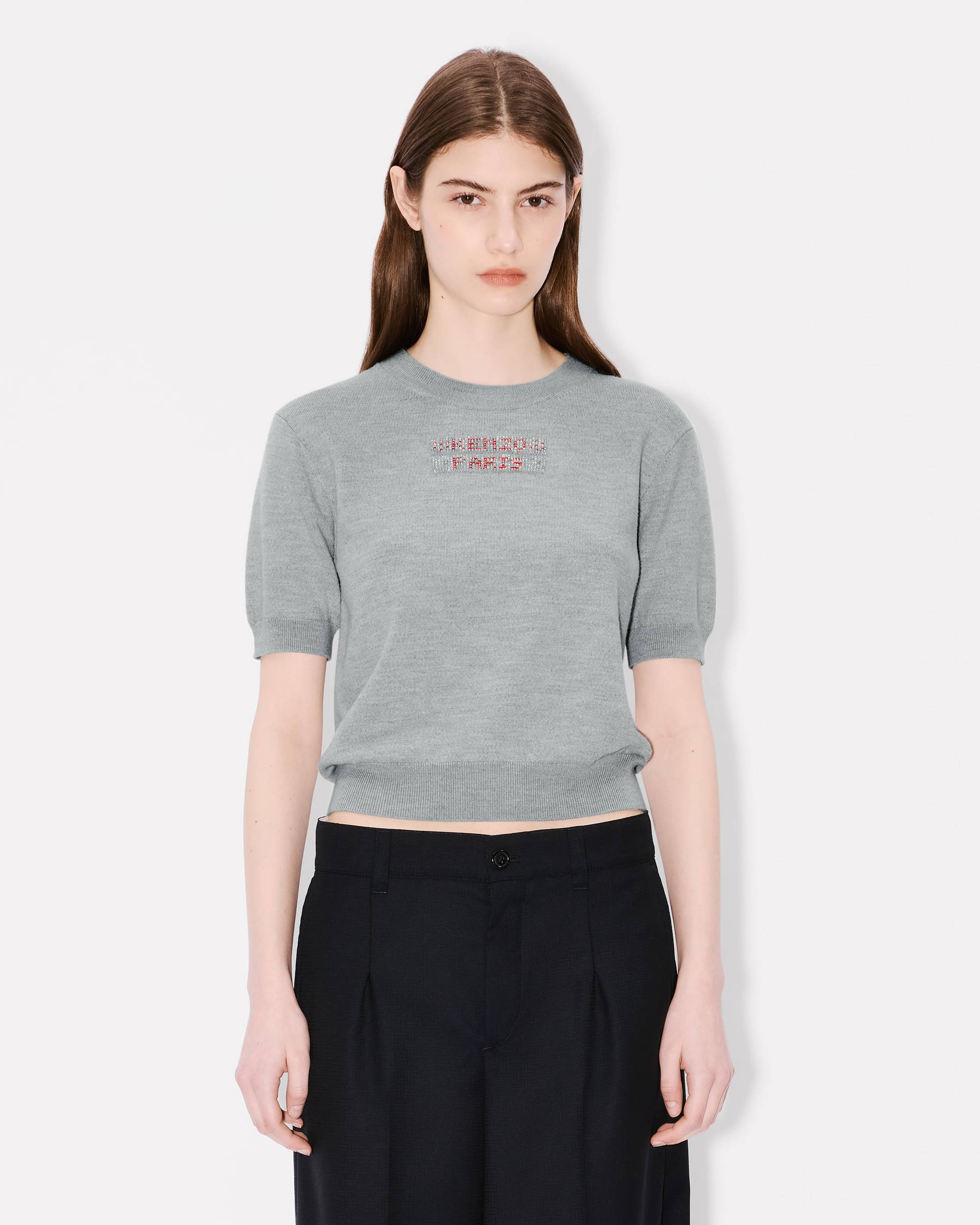 Beaded trims top in light wool - 3