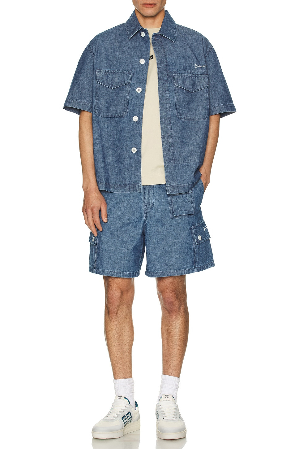 Short Sleeve Chambray Shirt - 5