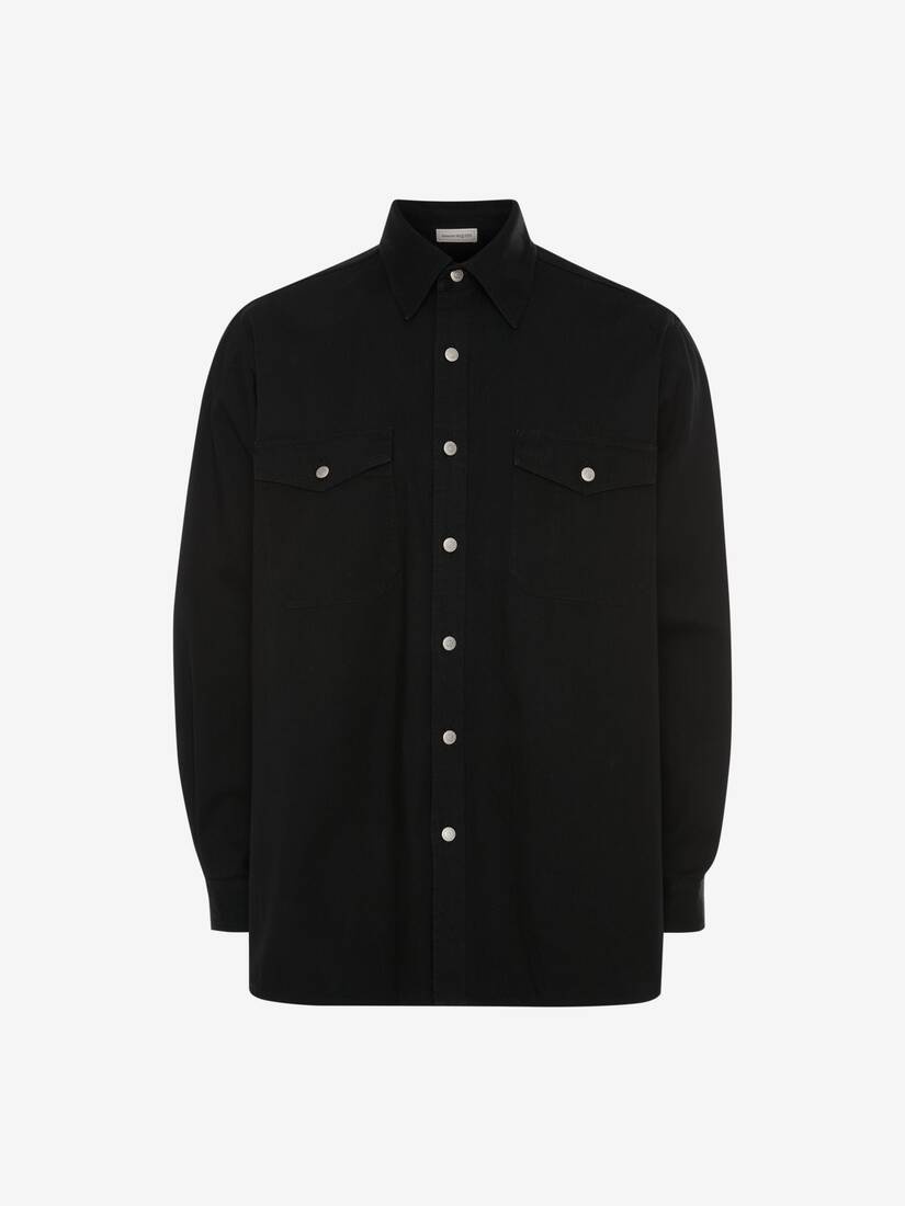 Men's Oversized Denim Shirt in Black - 1