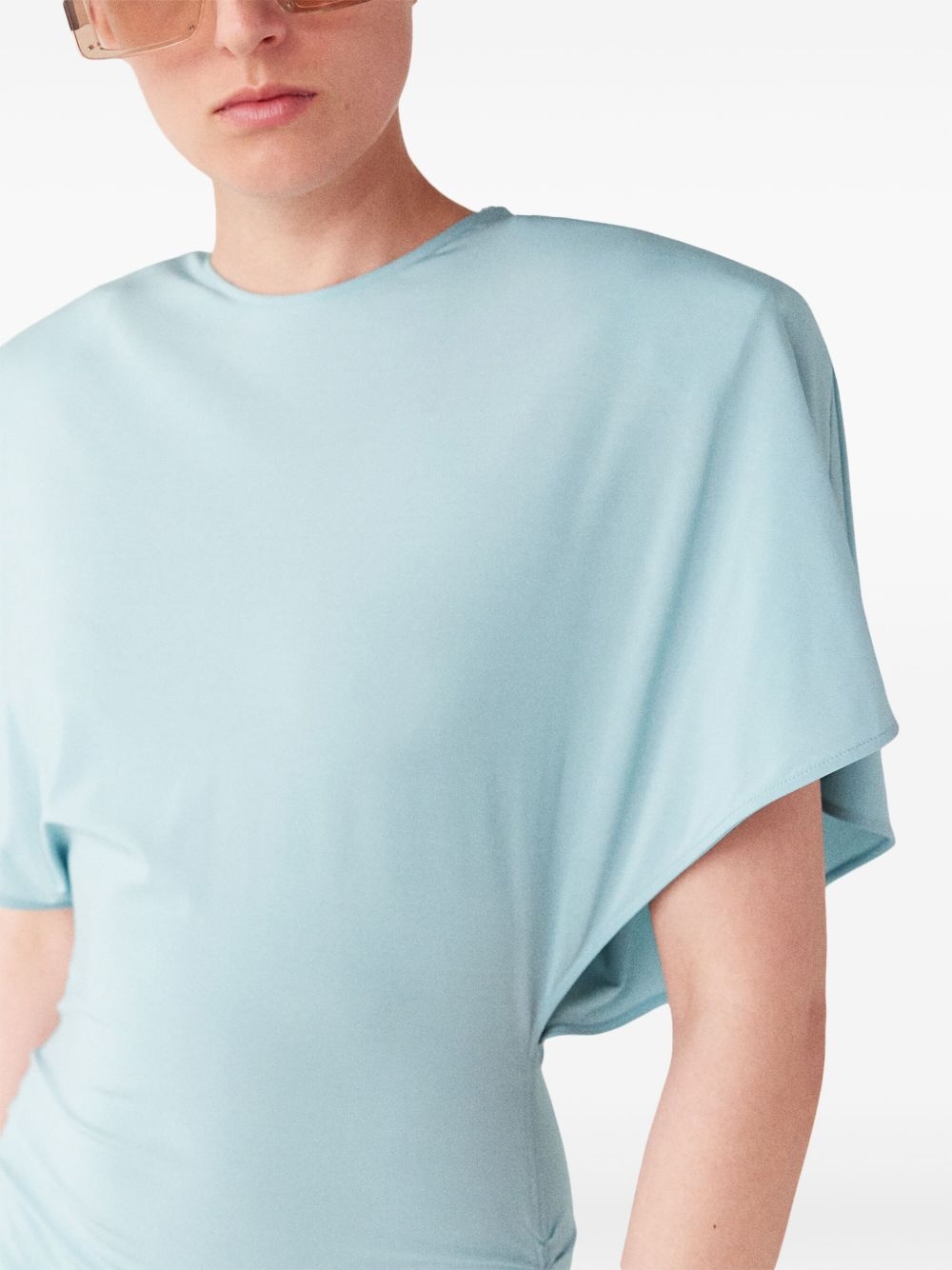 padded-shoulder short-sleeve midi dress - 6