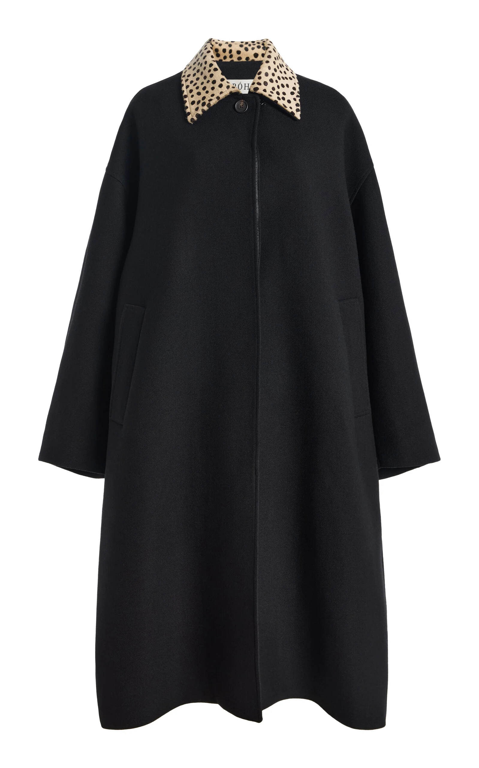 Cheetah Collar Wool Coat - 1