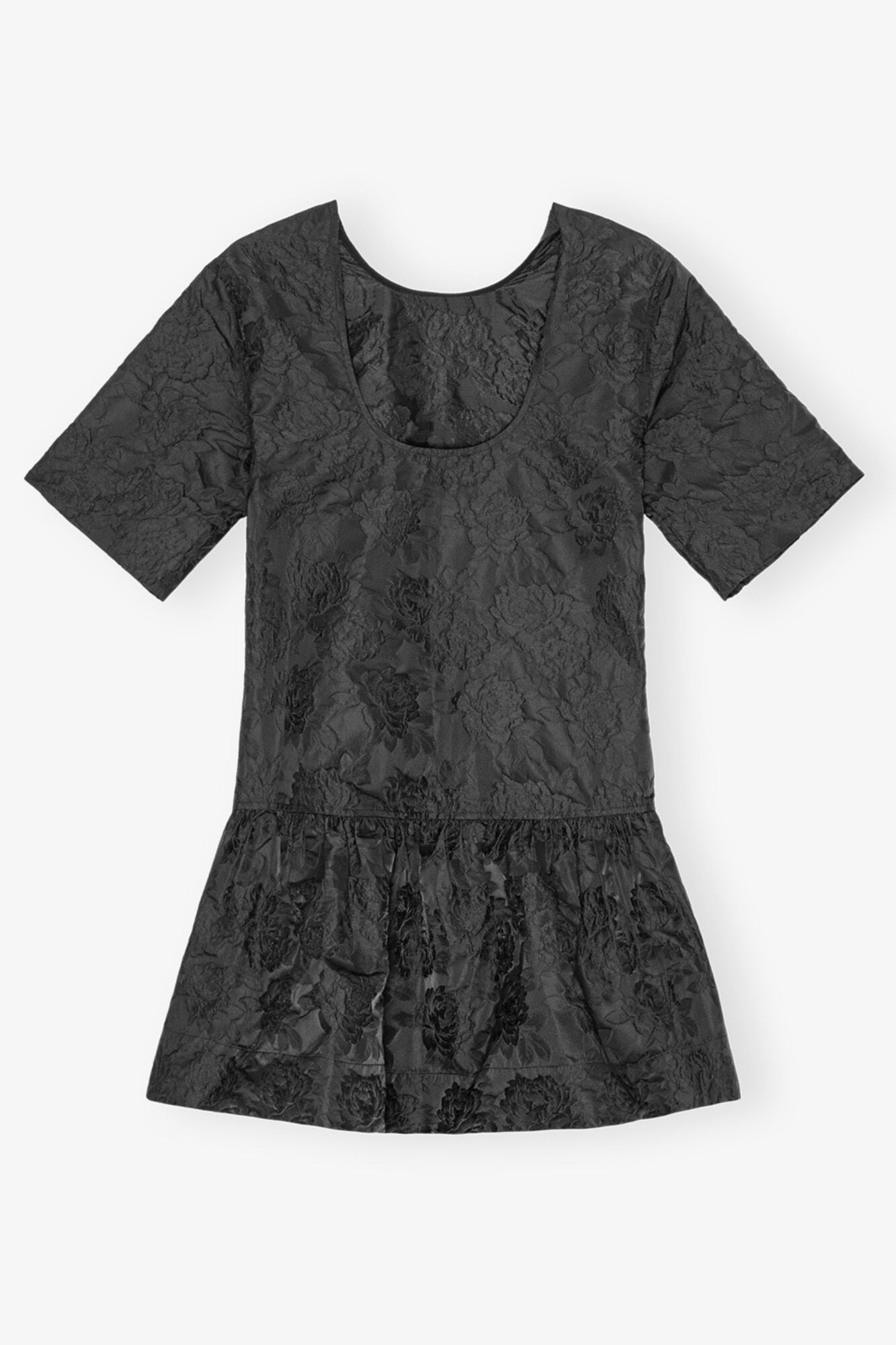 GANNI BLACK BOTANICAL JACQUARD OPEN-BACK MINI DRESS | REVERSIBLE