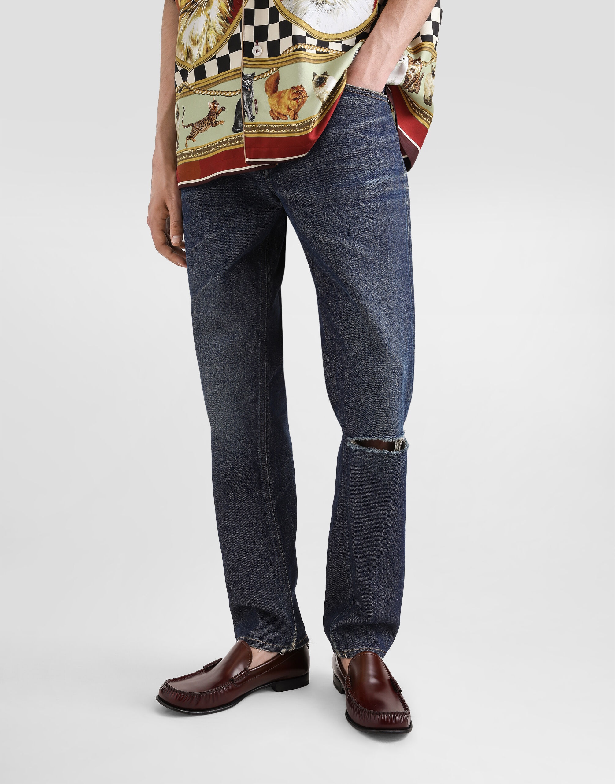 Cotton loose-fit jeans with tag - 4