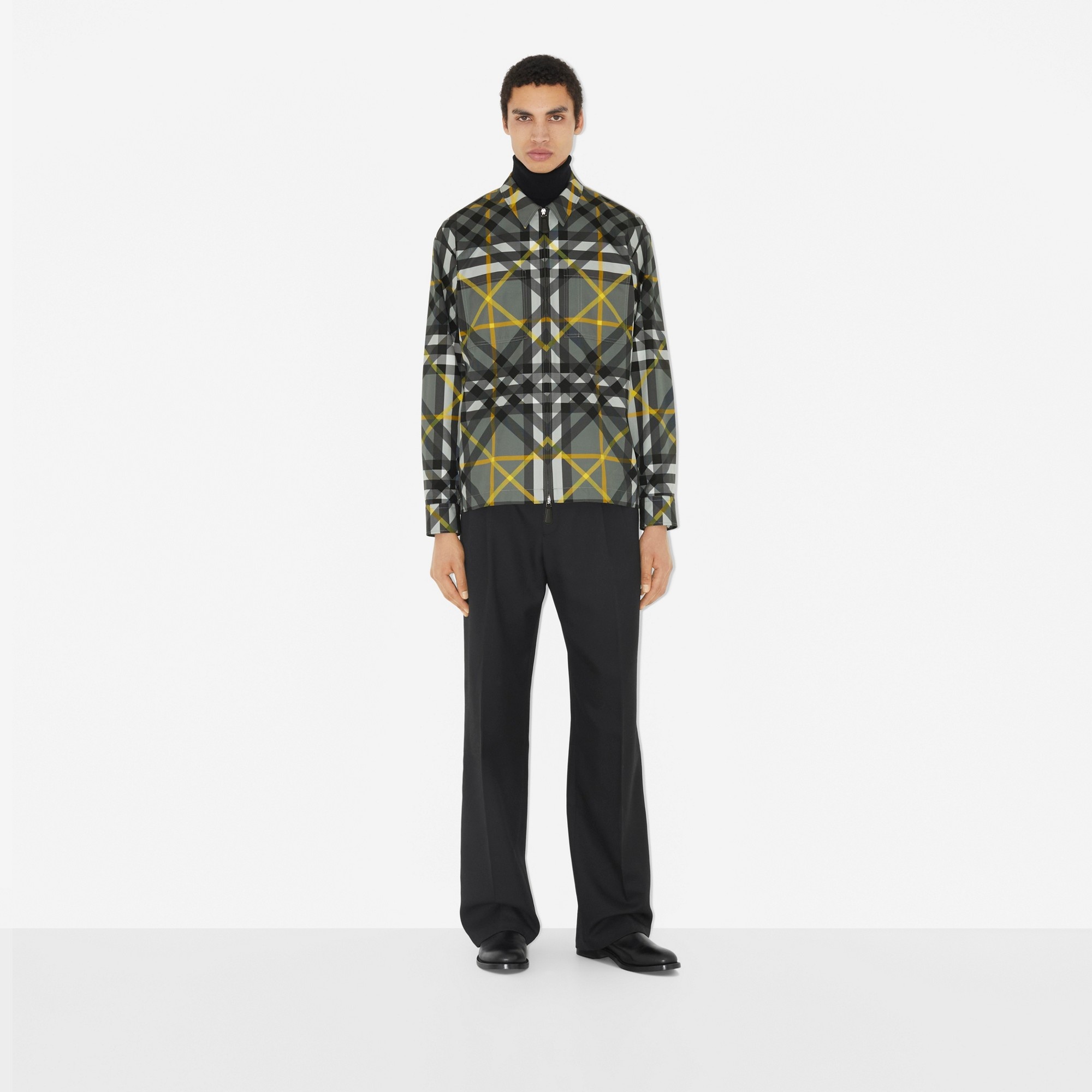 Layered Check Cotton Harrington Jacket - 2