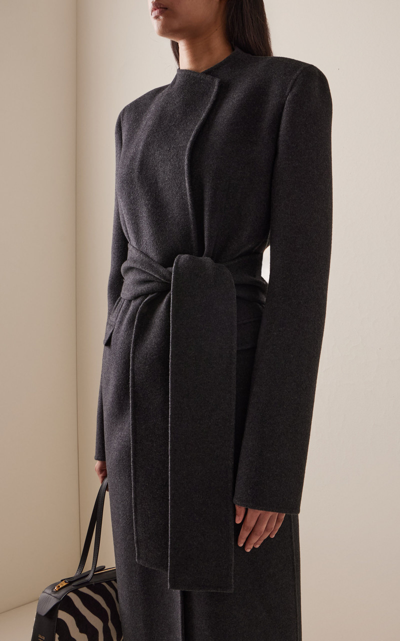 KHAITE Jelson Belted Wool Coat dark grey outlook