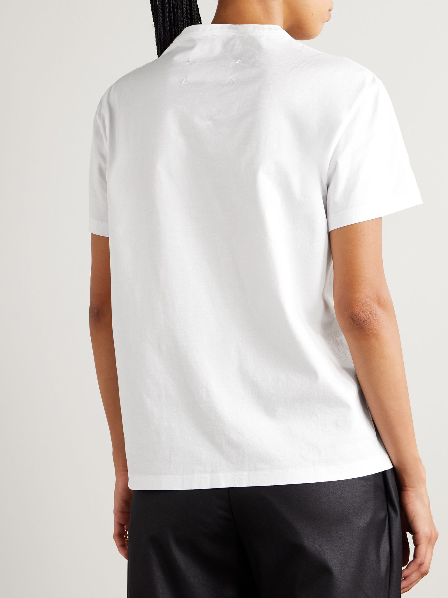 Embroidered cotton-jersey T-shirt White - 4