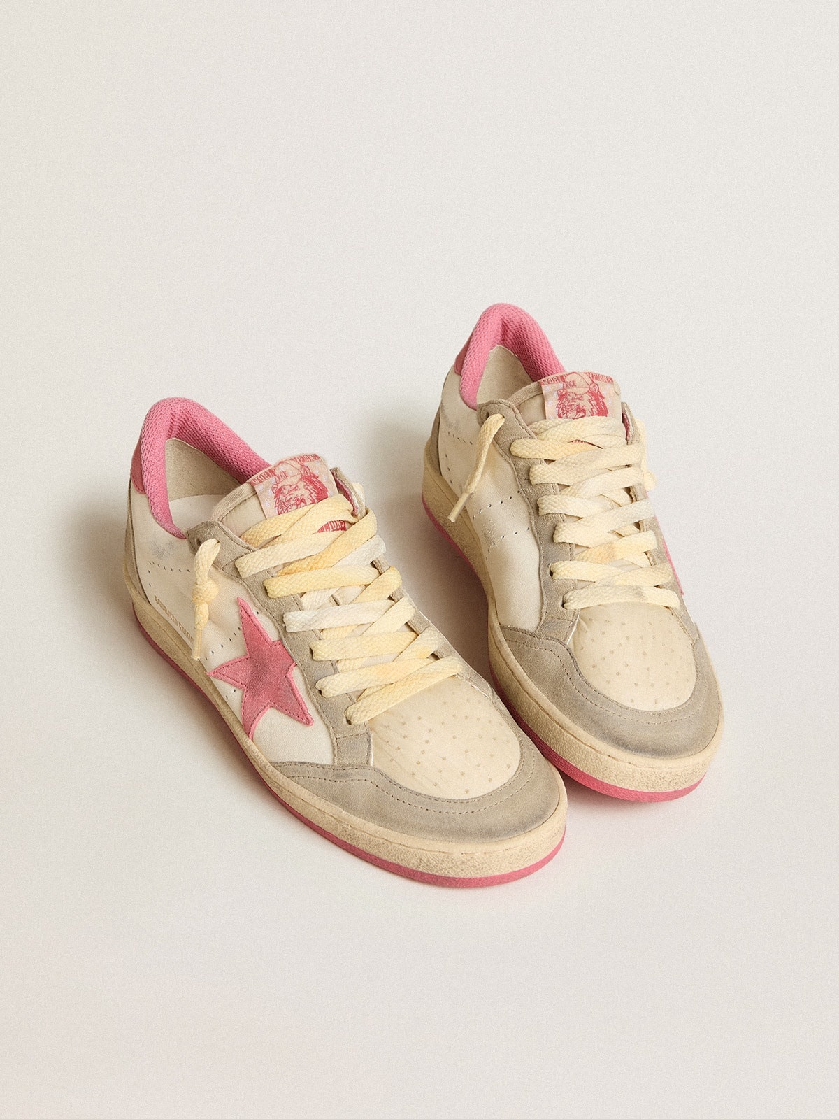 Ball Star LTD in nappa with pink suede star and dove-gray inserts - 2