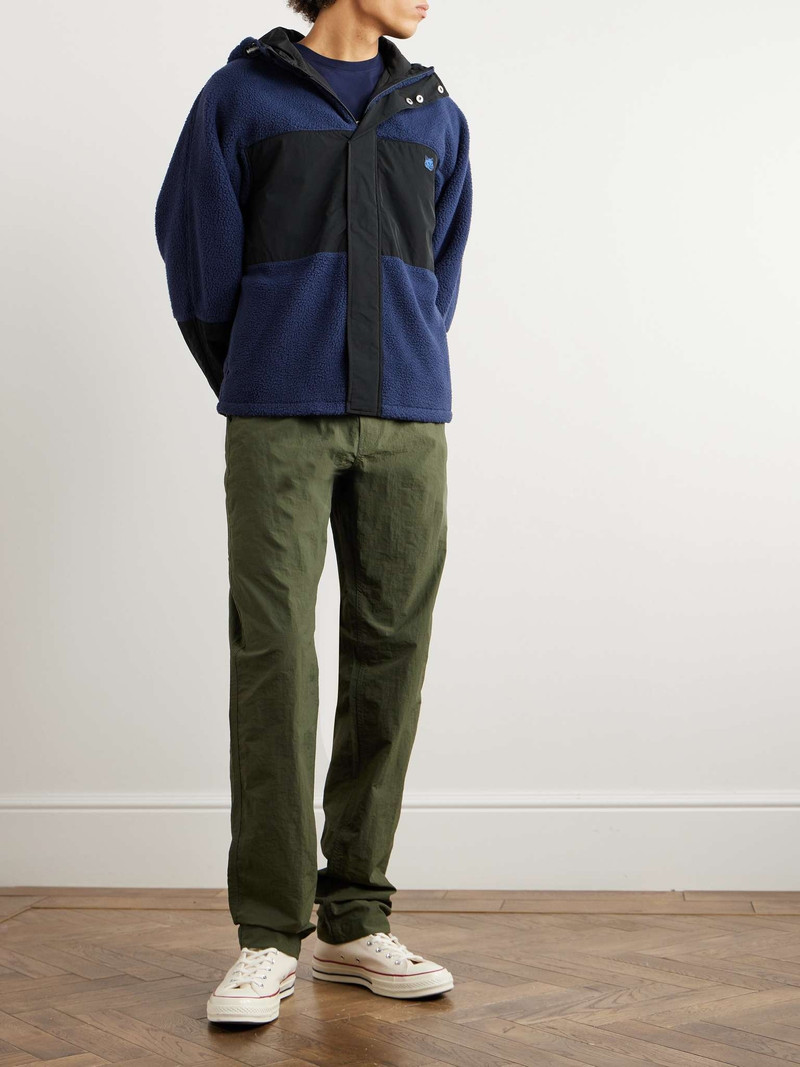 Maison Kitsuné 로고-Appliquéd Shell-Trimmed 양털 재킷 outlook