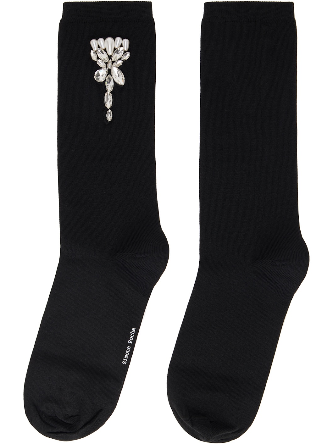 Black Embellished Carnation Socks - 2