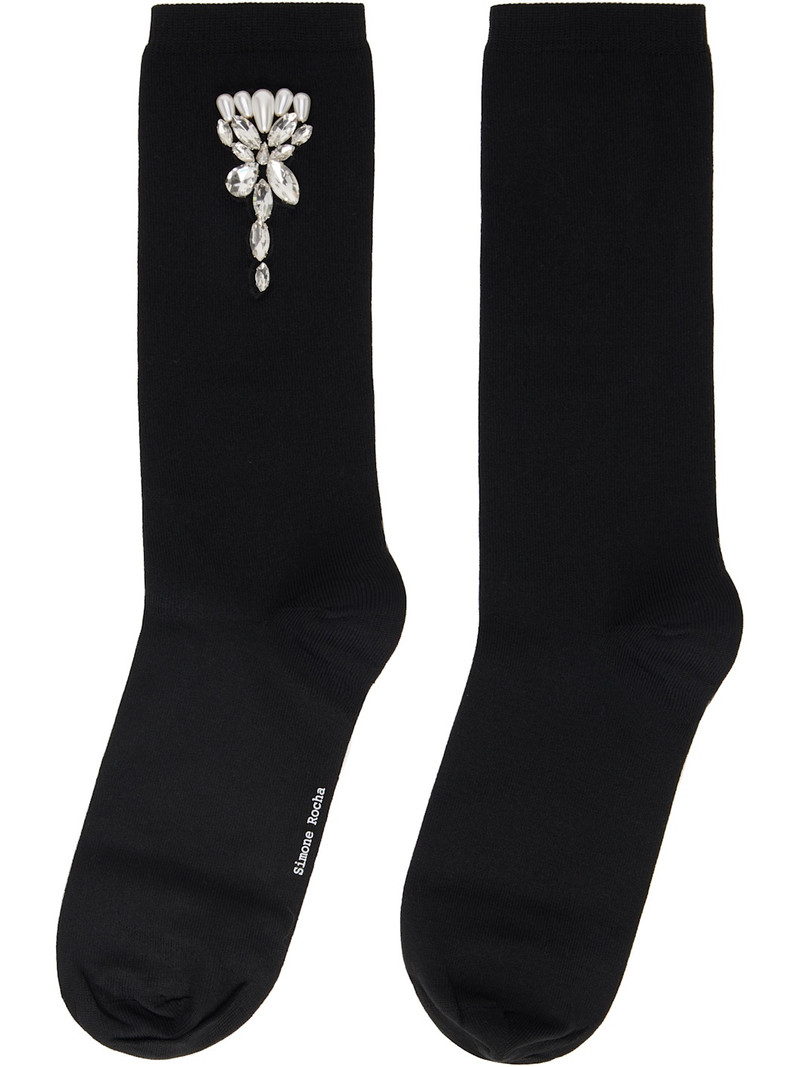 Simone Rocha Black Embellished Carnation Socks outlook