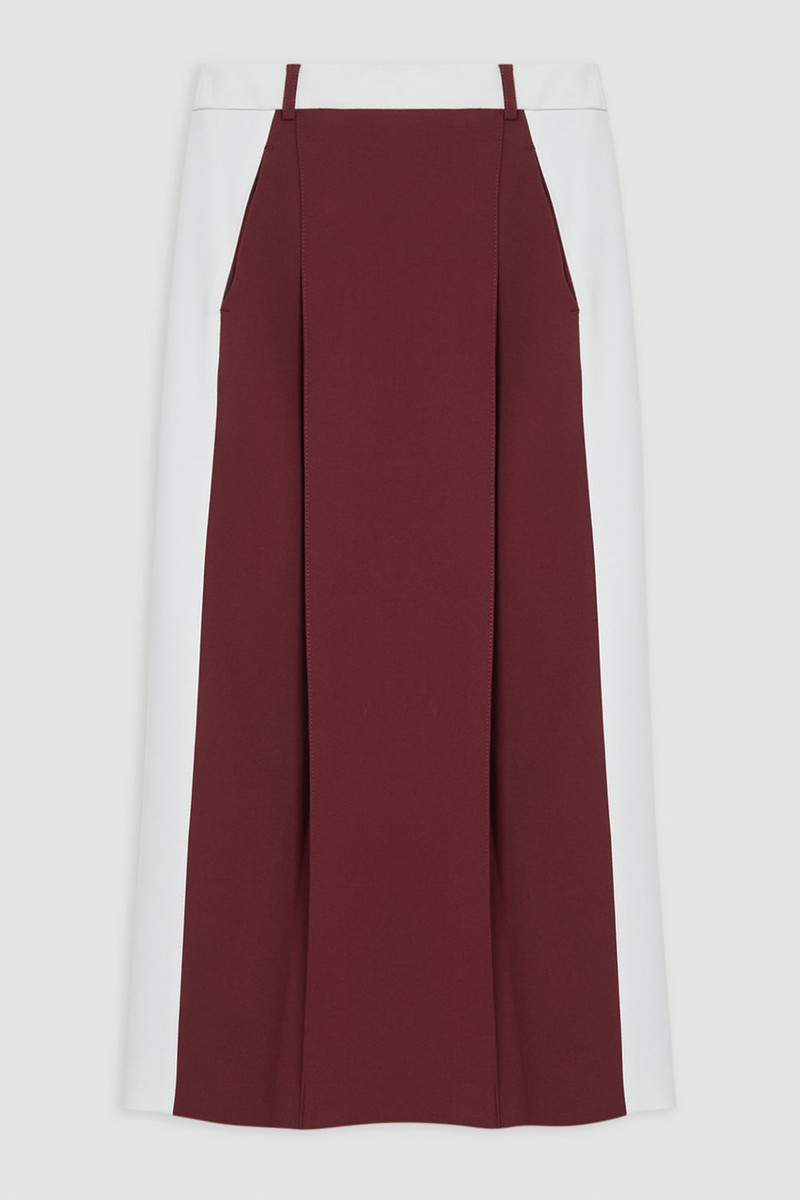 Compact Stetch Contrast Waistband Pencil Midi Skirt 4