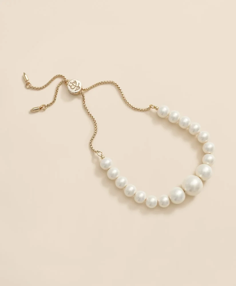 Faux-Pearl Gold-Plated Bolo Bracelet - 1