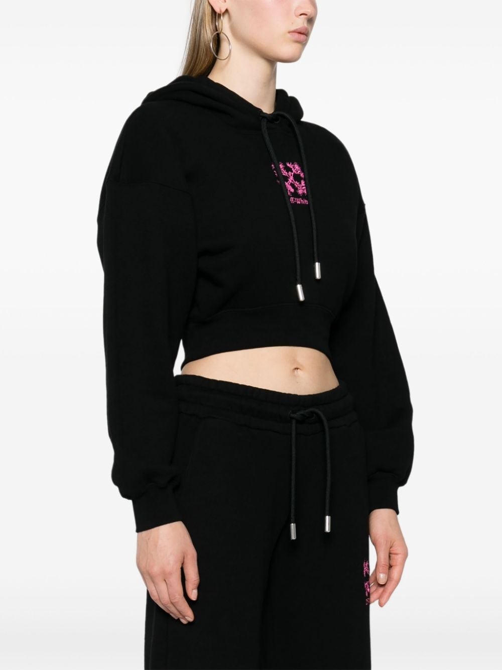 Arrows-embroidered cropped hoodie - 3