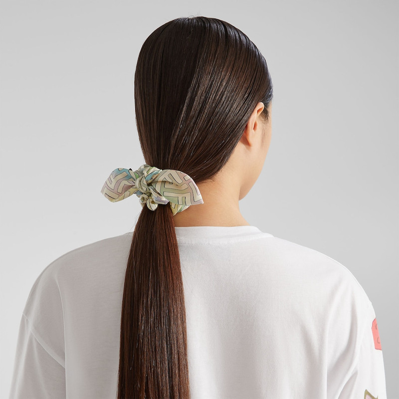 FENDI Fantastic Fendi Future Hair Elastics Set of two multicolor FF silk hair elastics outlook