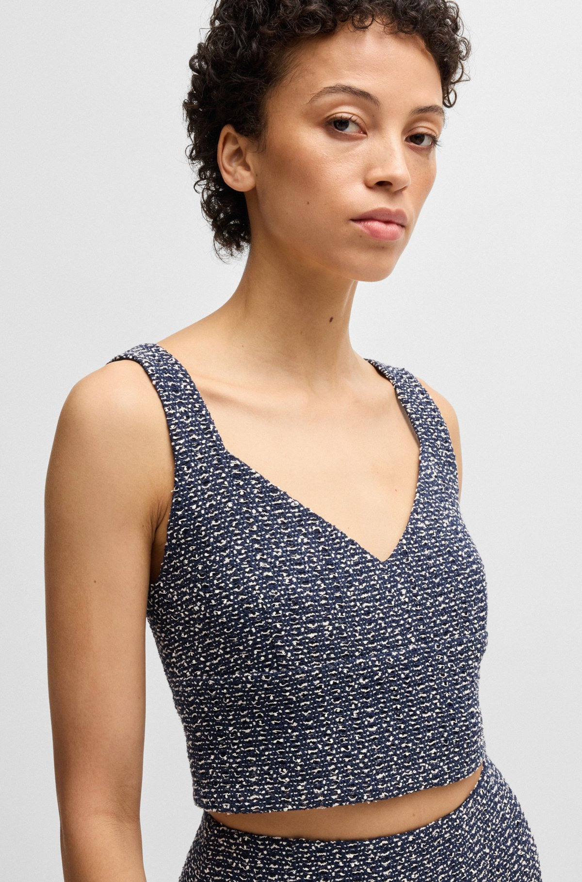 TAILORED TOP IN TWO-TONE CROCHET TWEED - 4