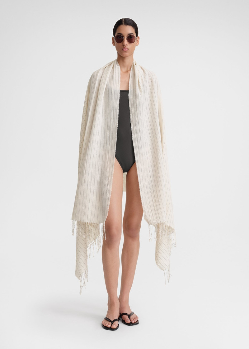 Pinstriped cotton sarong ecru/black 3