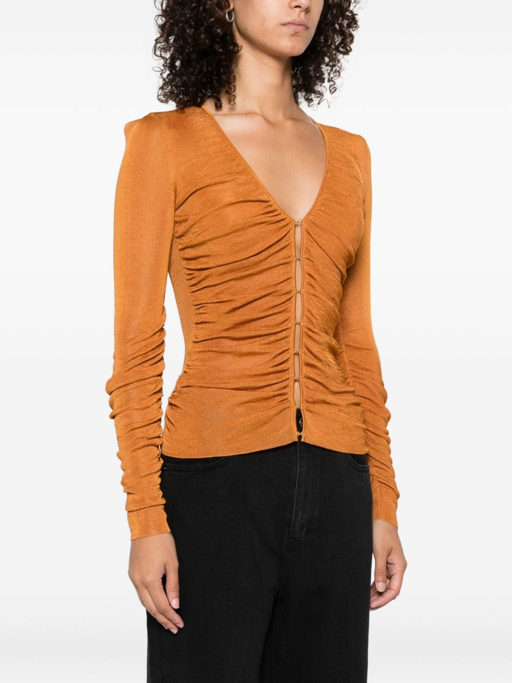 V-neck gathered top - 3