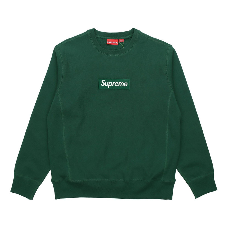 Supreme FW18 Box Logo Crewneck Dark Green Classic Round Neck Pullover Unisex SUP-FW18-1073 - 1