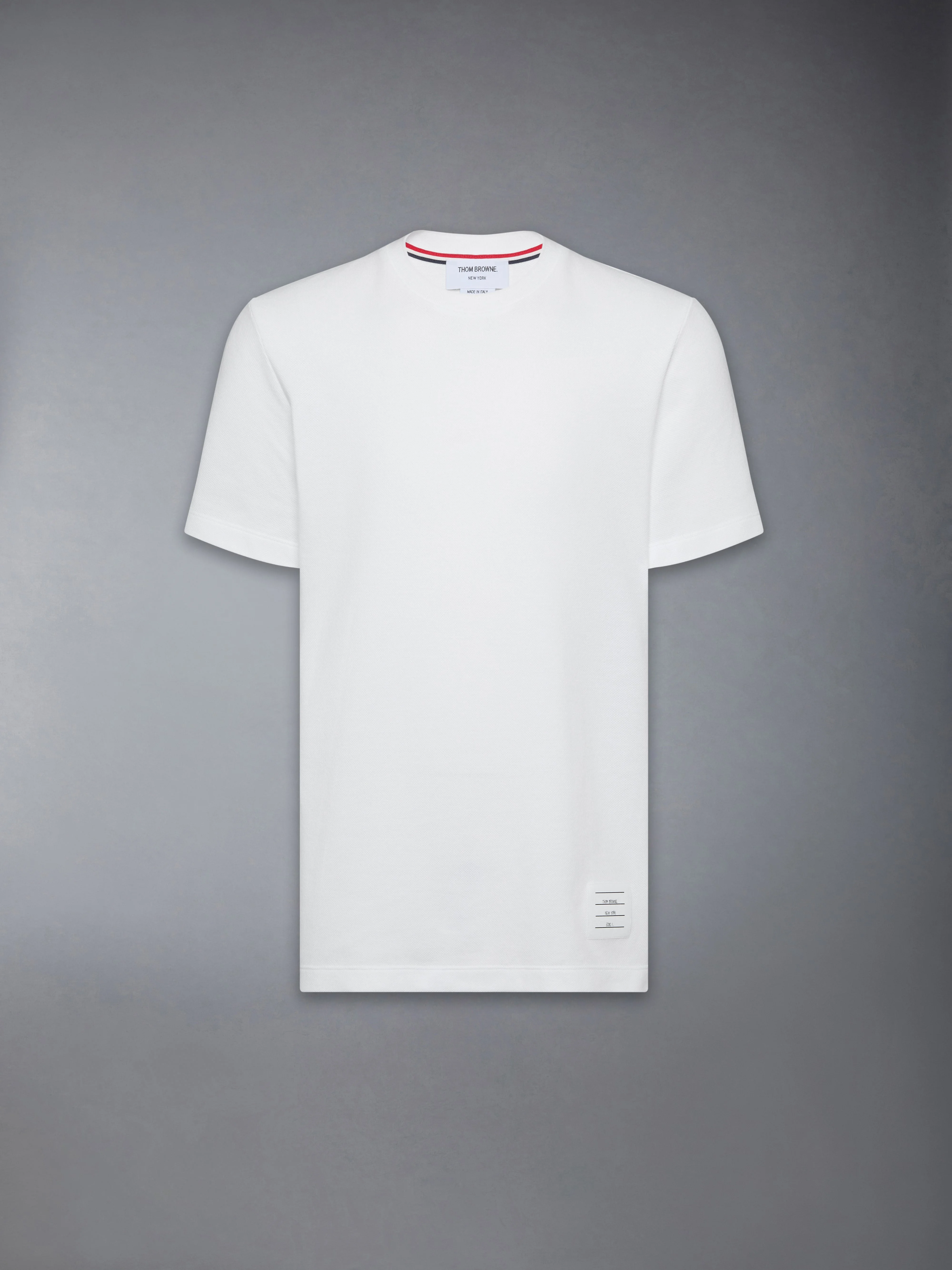 White Classic Pique Rib Side Insert 4-Bar T-shirt - 1