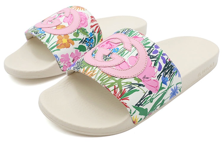 (WMNS) Gucci Ken Scott Print Slide Sandal 'White ' 645925-2L320-9261 - 2