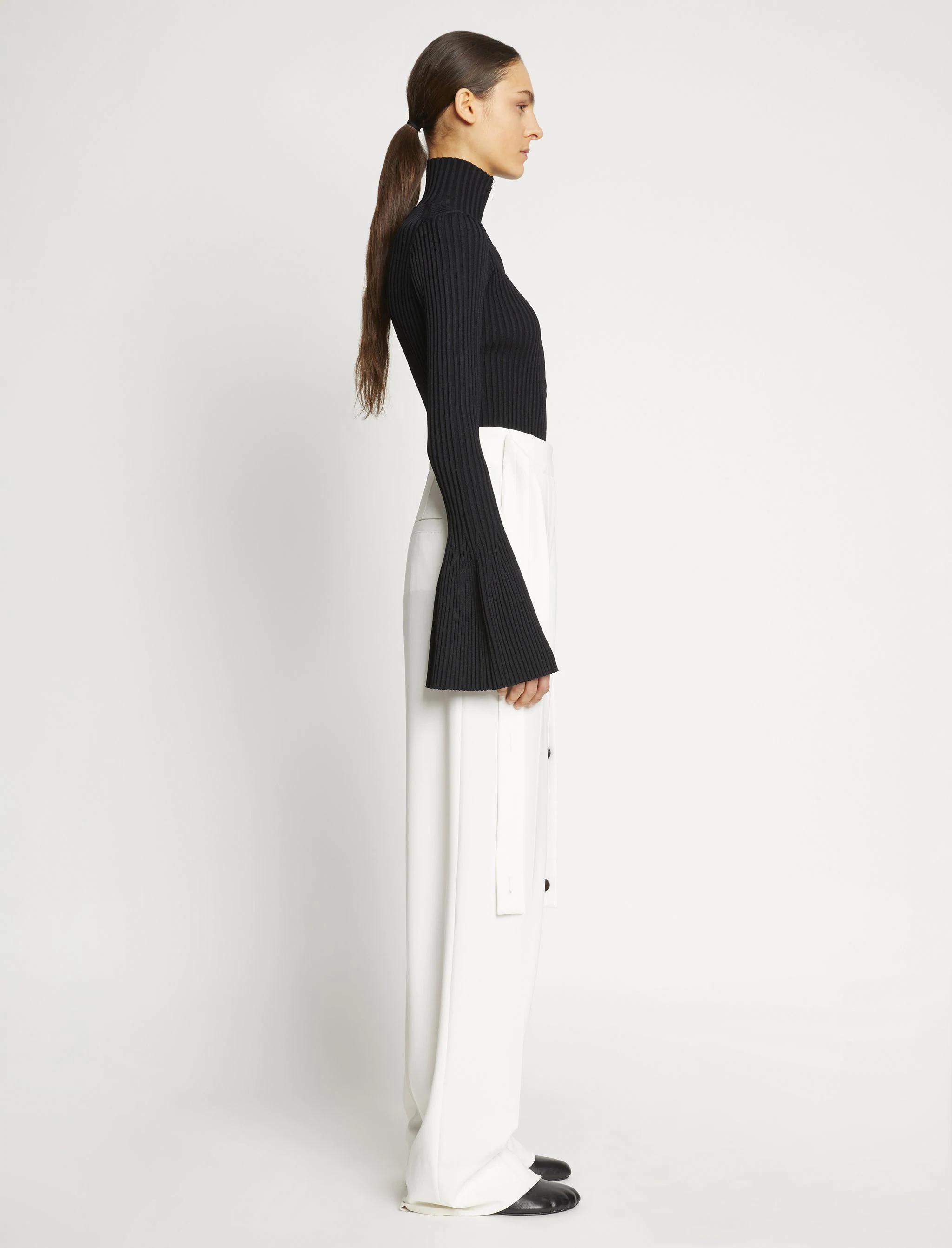 Viscose Rib Zip Sweater - 4