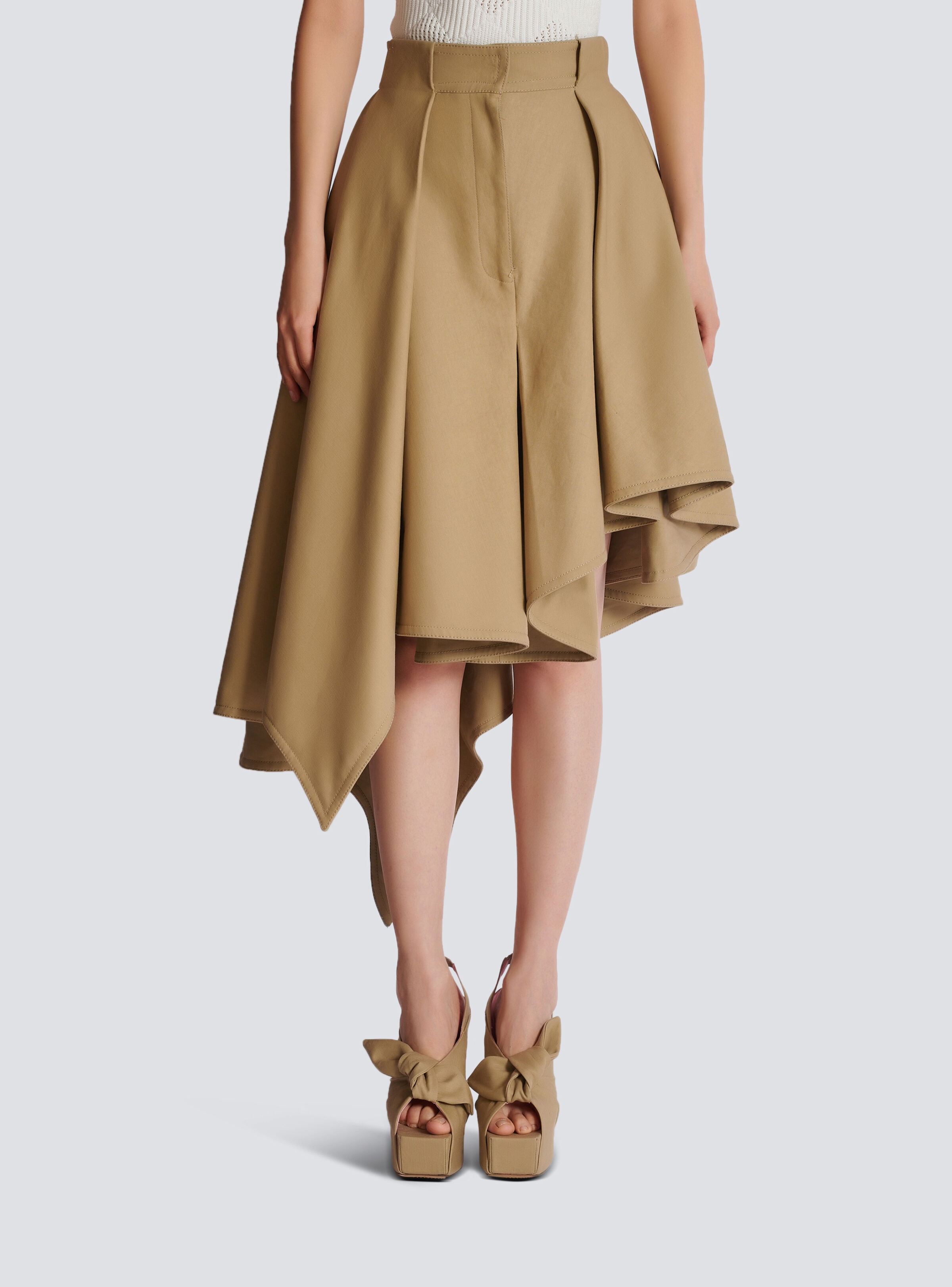Asymmetric pleated cotton skirt - 5