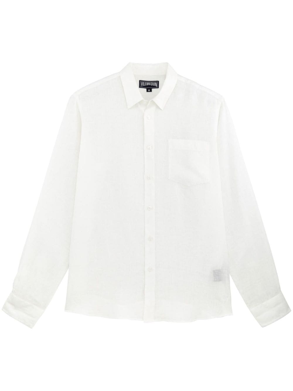 logo-embroidered linen shirt - 1