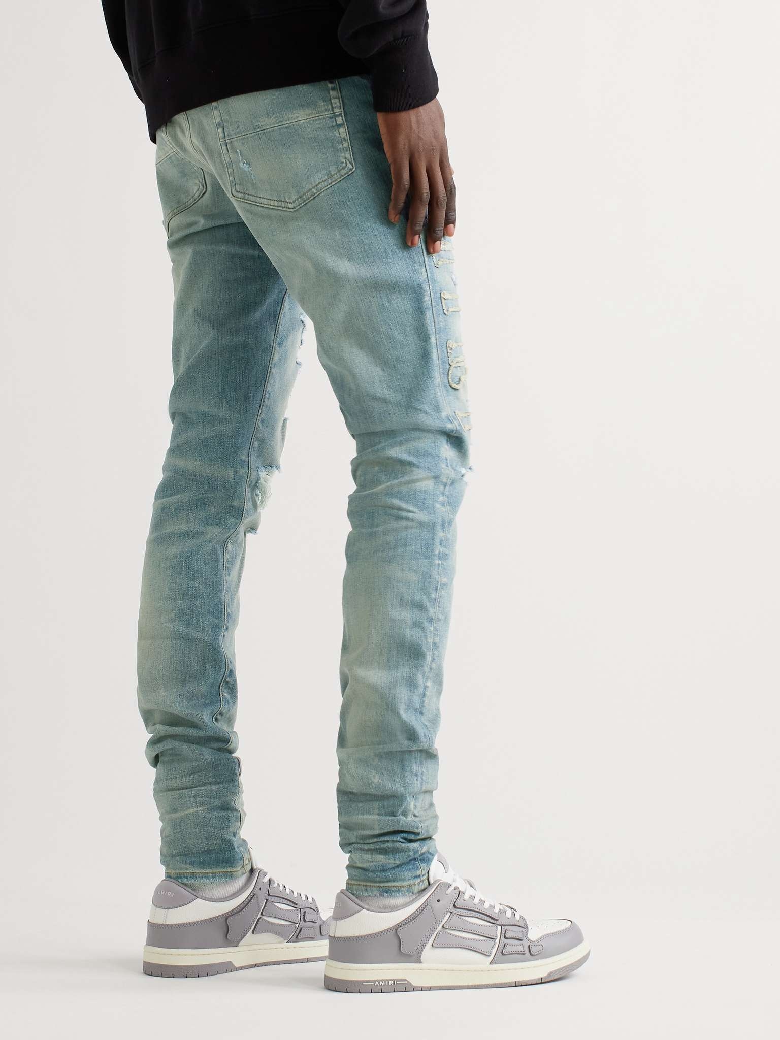 Skinny-Fit Logo-Appliquéd Distressed Jeans - 4