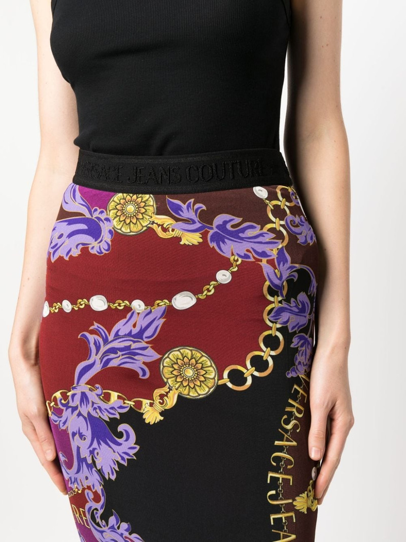 Logo Couture-print 미디 스커트 5