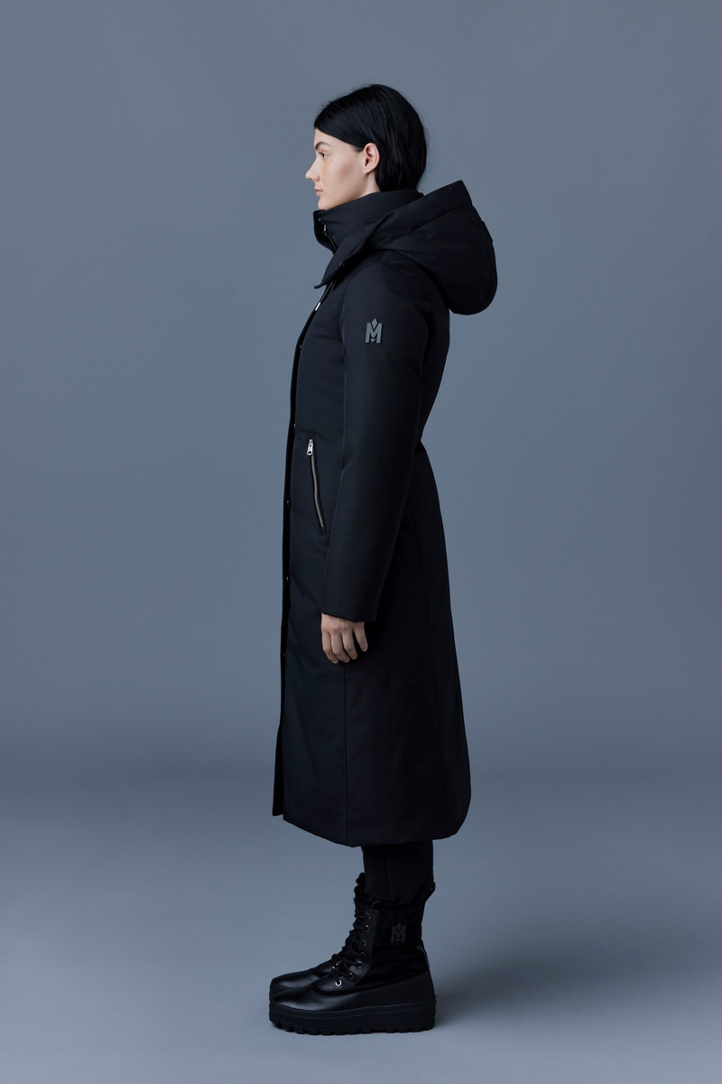 KELSIE Long twill down coat with hood for ladies 3