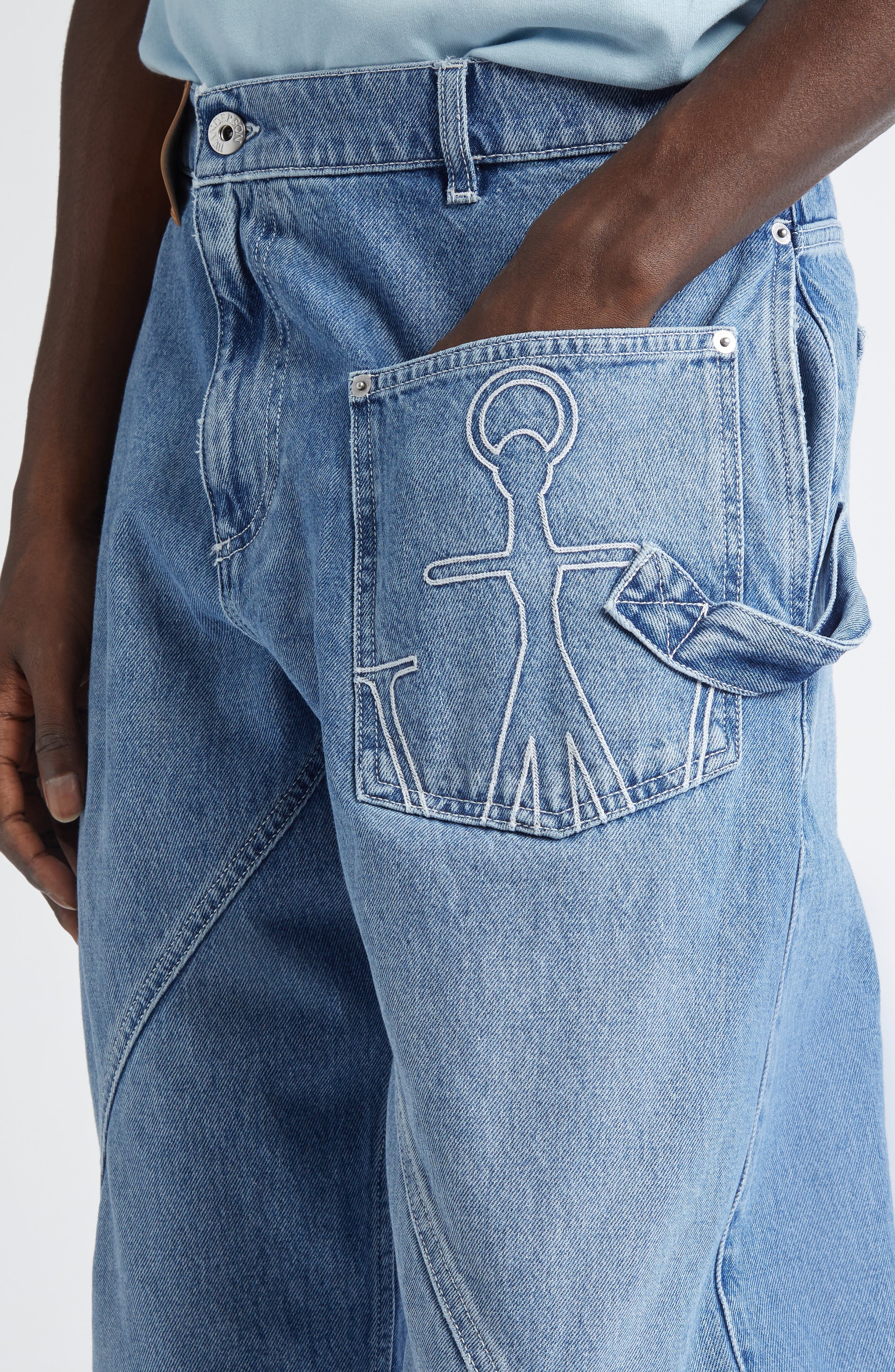 JW Anderson Twisted Workwear Jeans in Light Blue at Nordstrom - 5