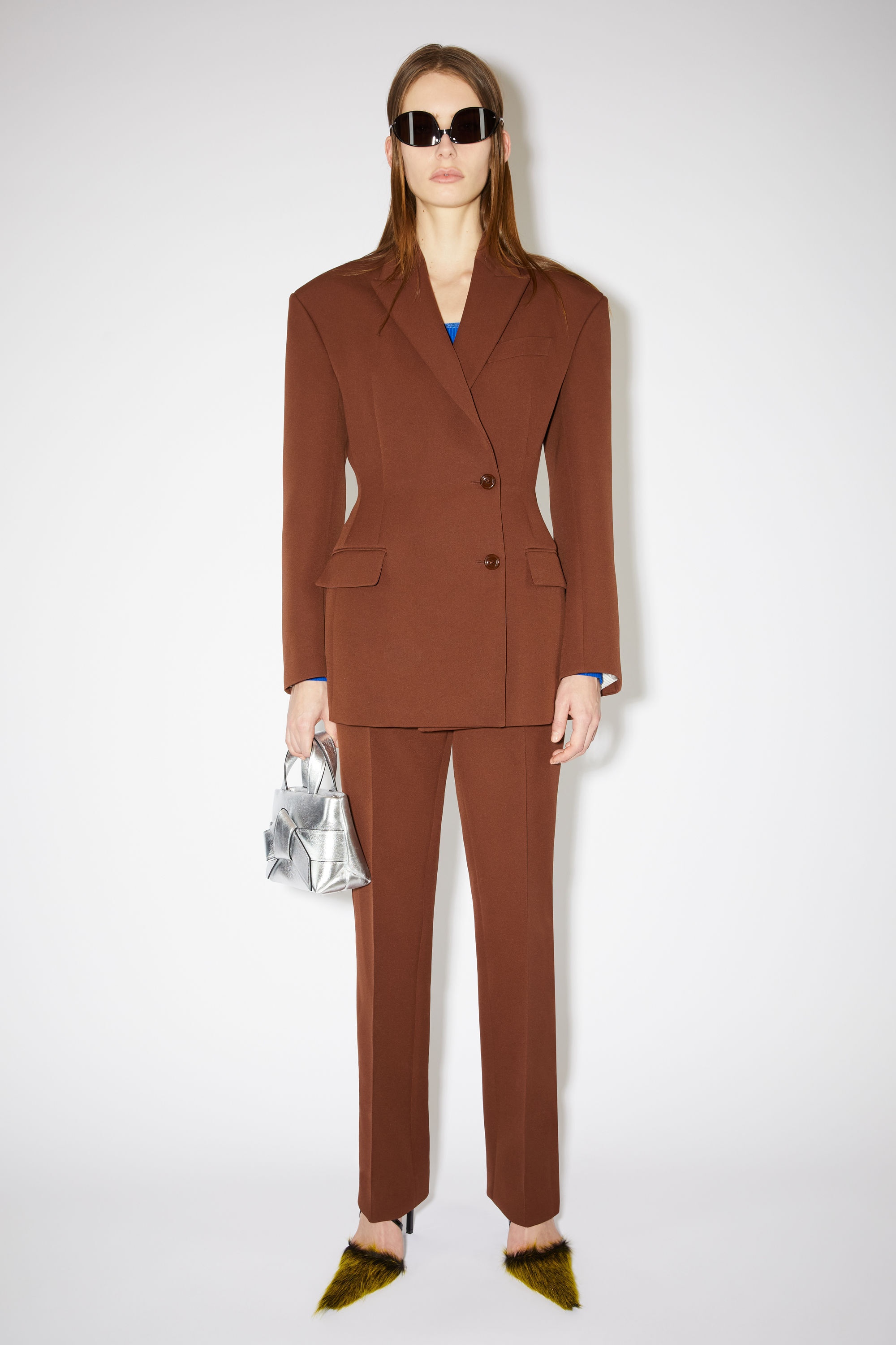 Double-breasted suit jacket - Cognac brown - 2