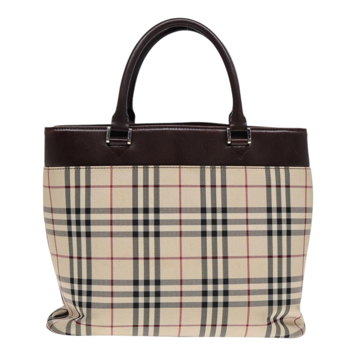 Burberry Nova Check Hand Bag Canvas Beige Silver - 2