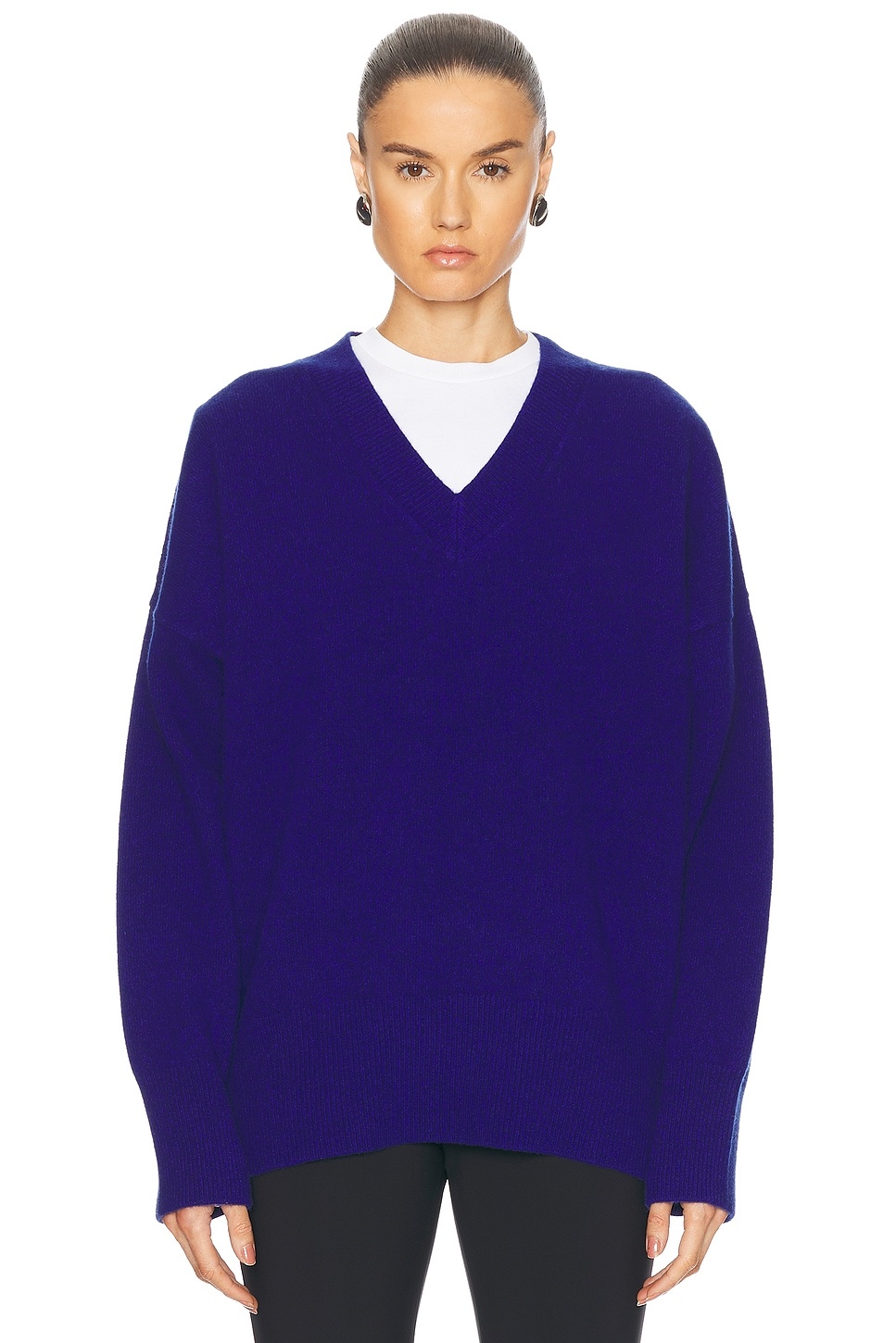 Compact Knitted V-Neck Jumper - 1