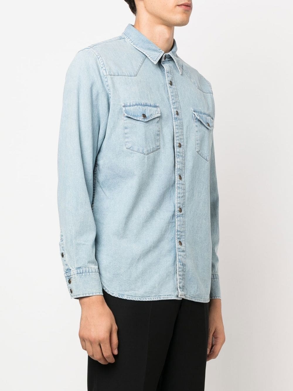 yoke-detail denim shirt - 3