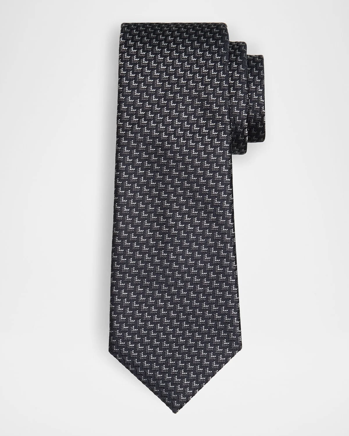 Men's Micro-Chevron Silk Tie - 1