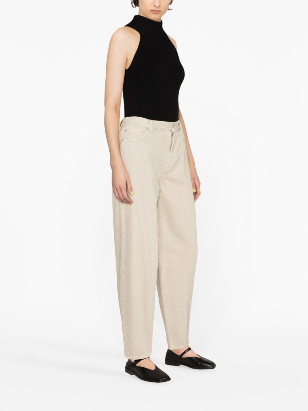 high-waist tapered-leg jeans - 3