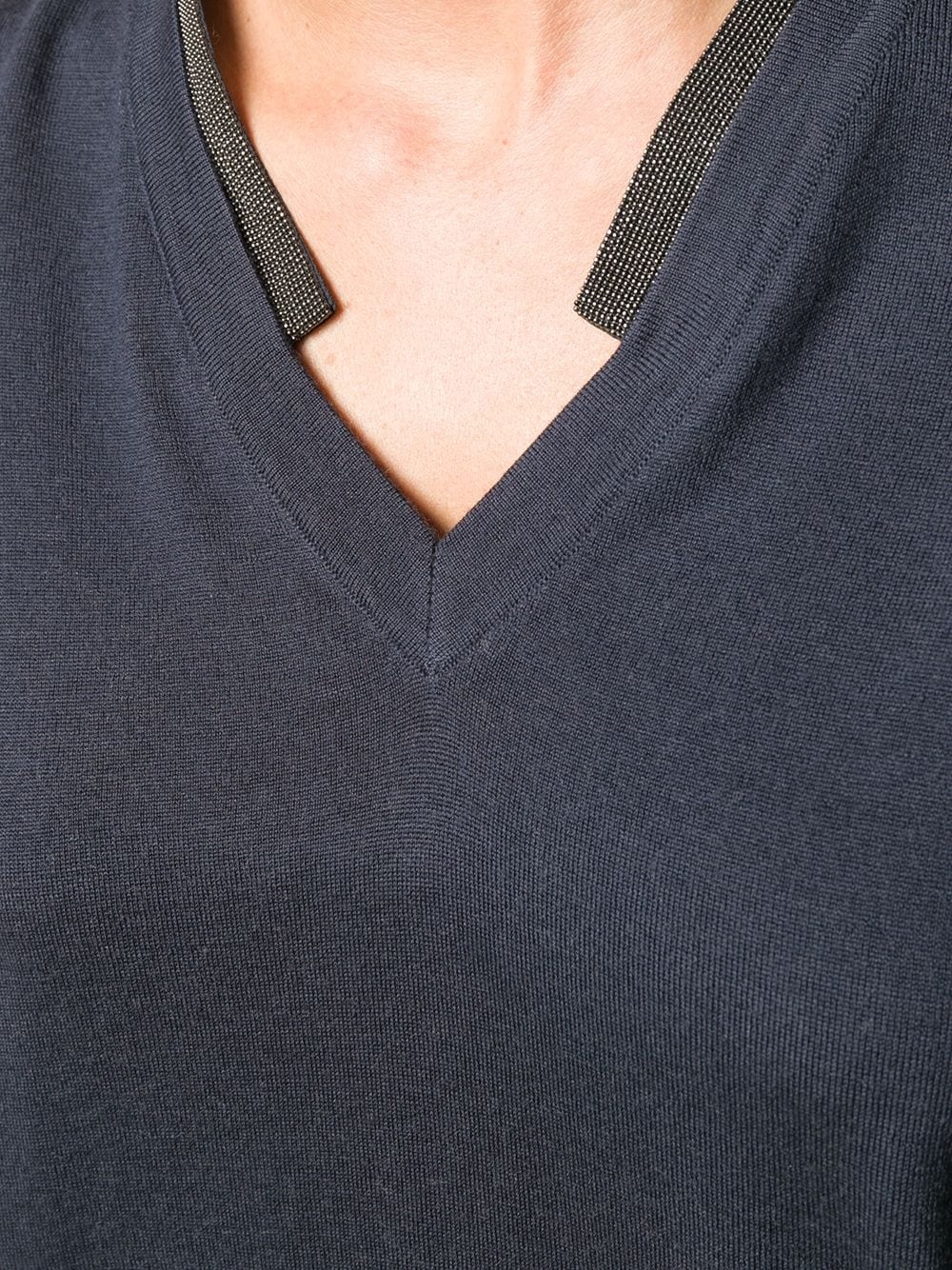 metallic detail v-neck jumper - 5