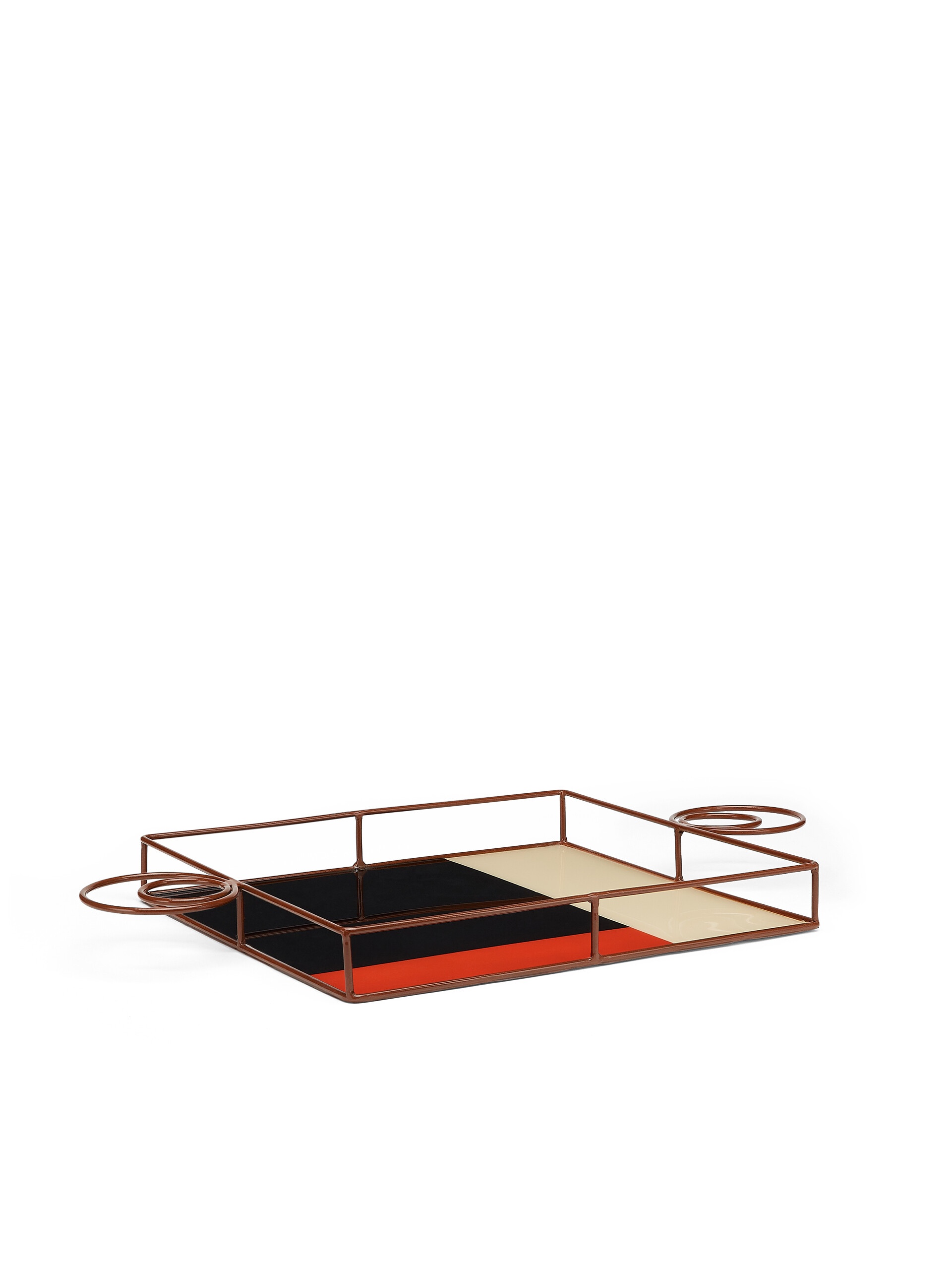 MARNI MARKET RECTANGULAR TRAY IN IRON AND BEIGE, BLACK AND RED RESIN - 2