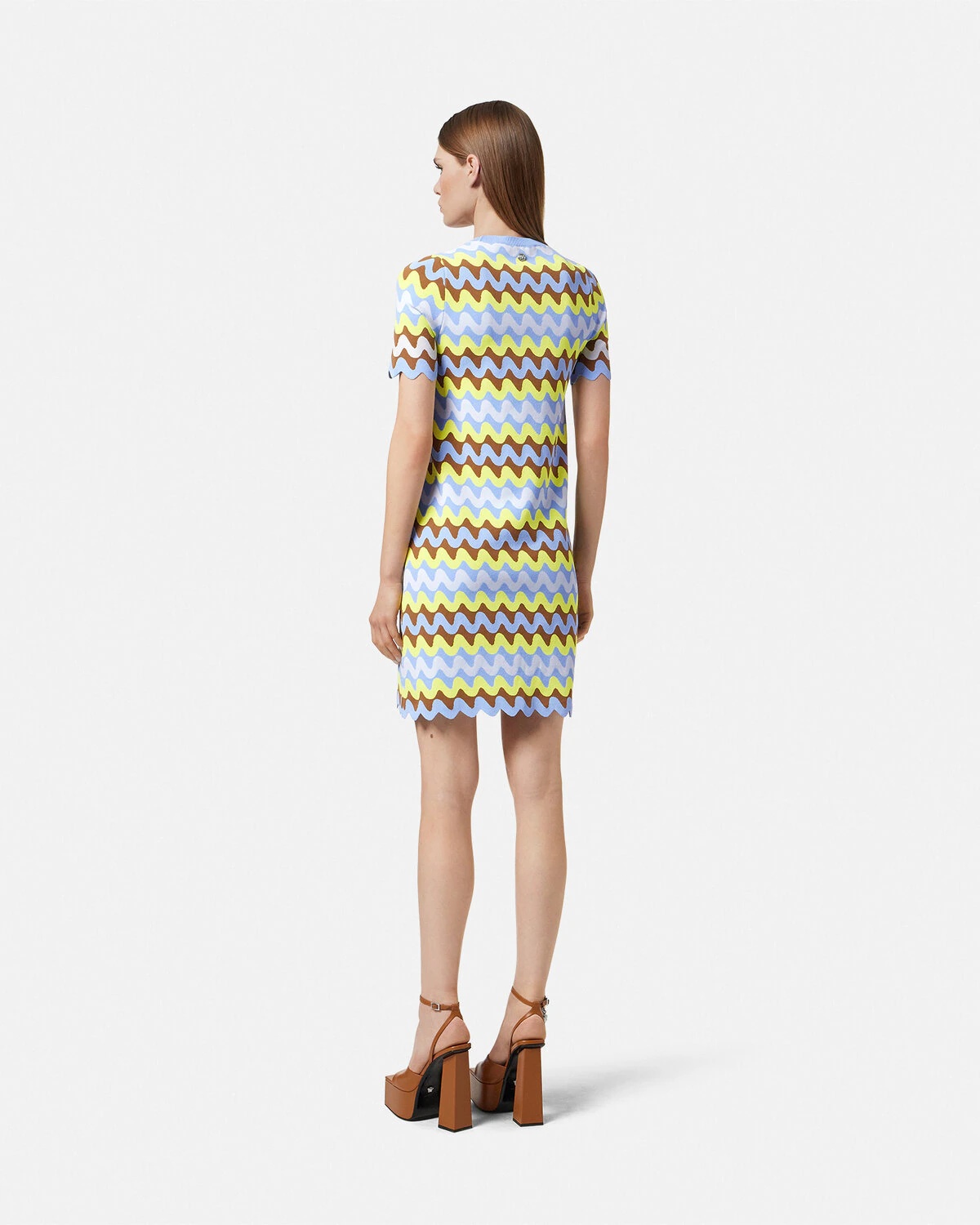 Wave Jacquard Knit Midi T-Shirt Dress - 5