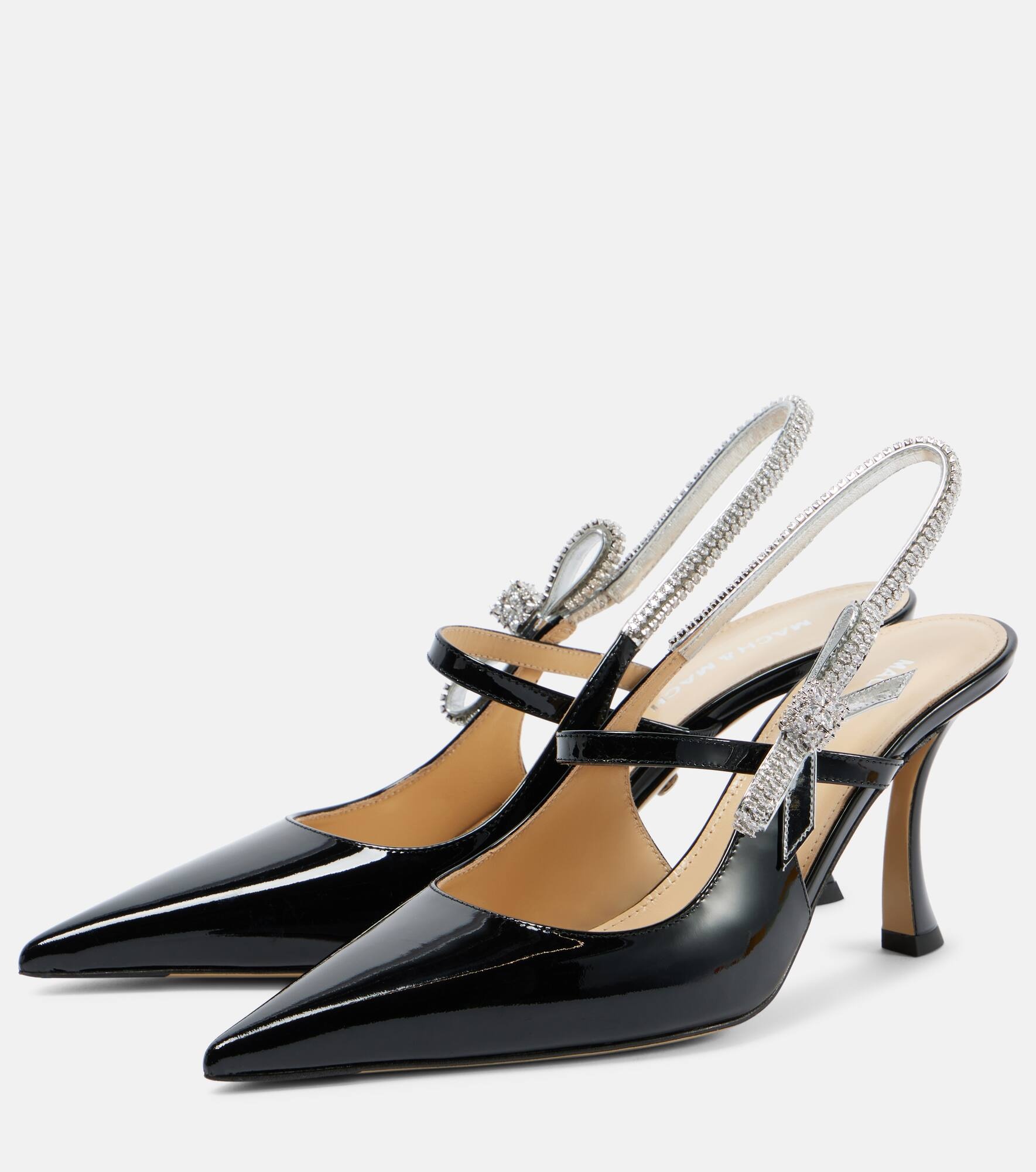 Crystal Cube embellished leather pumps - 4