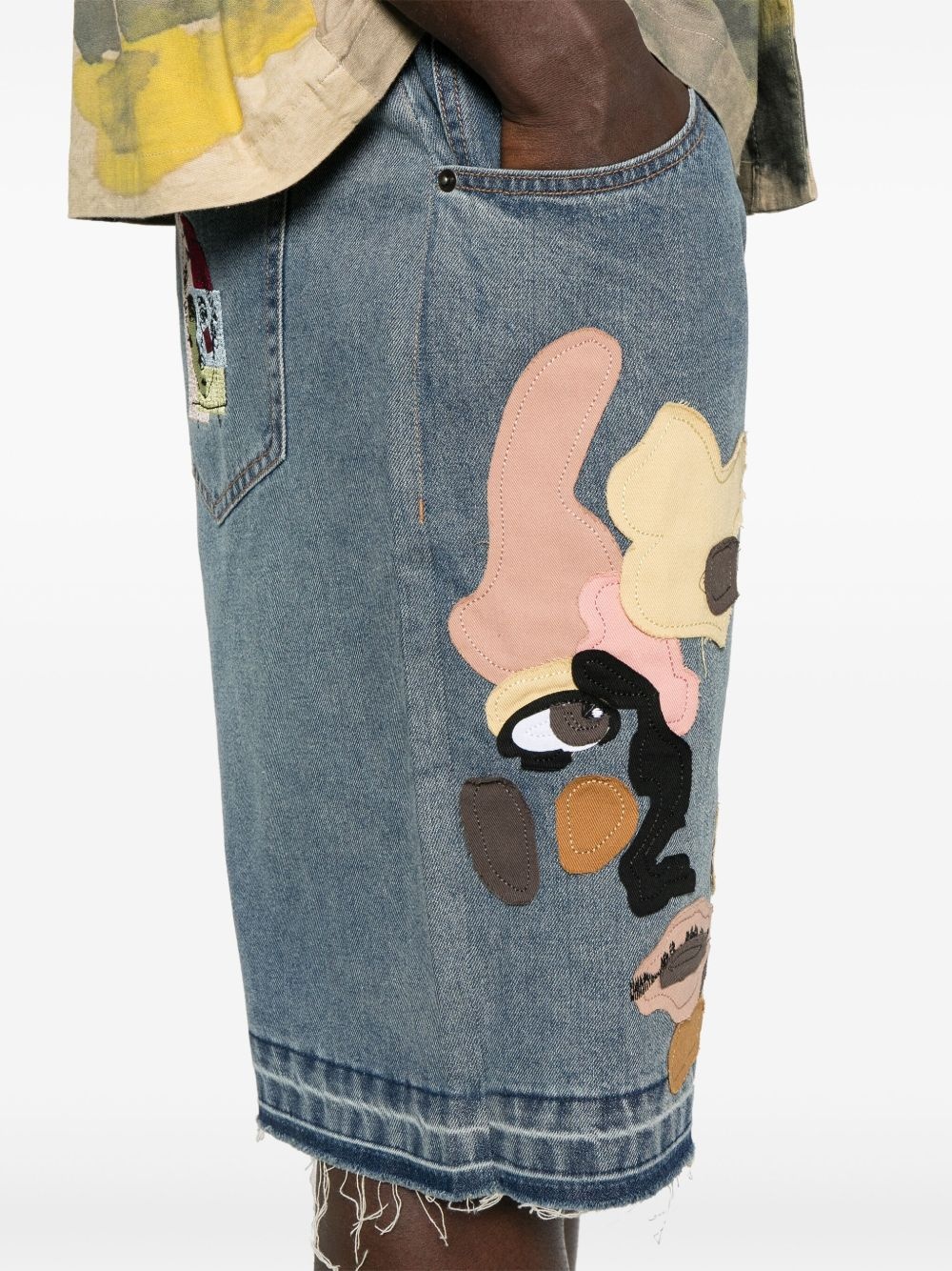 patchwork-face shorts - 5