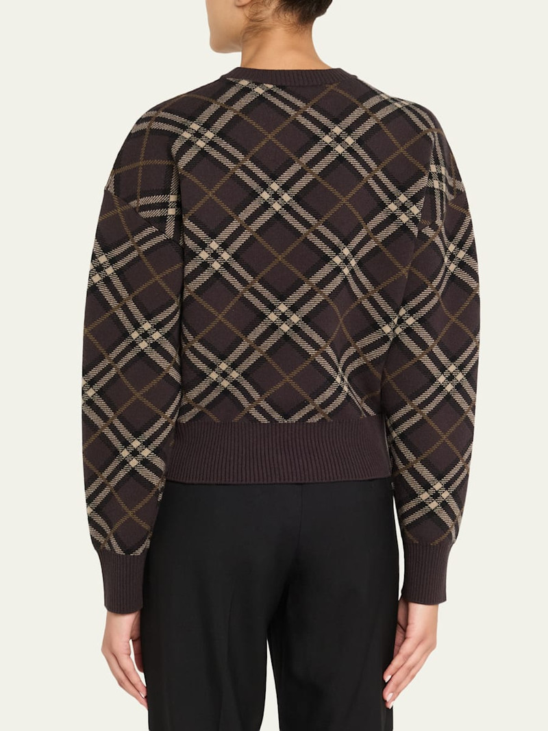 Burberry Gillian Check Wool-Cashmere Crewneck Sweater outlook