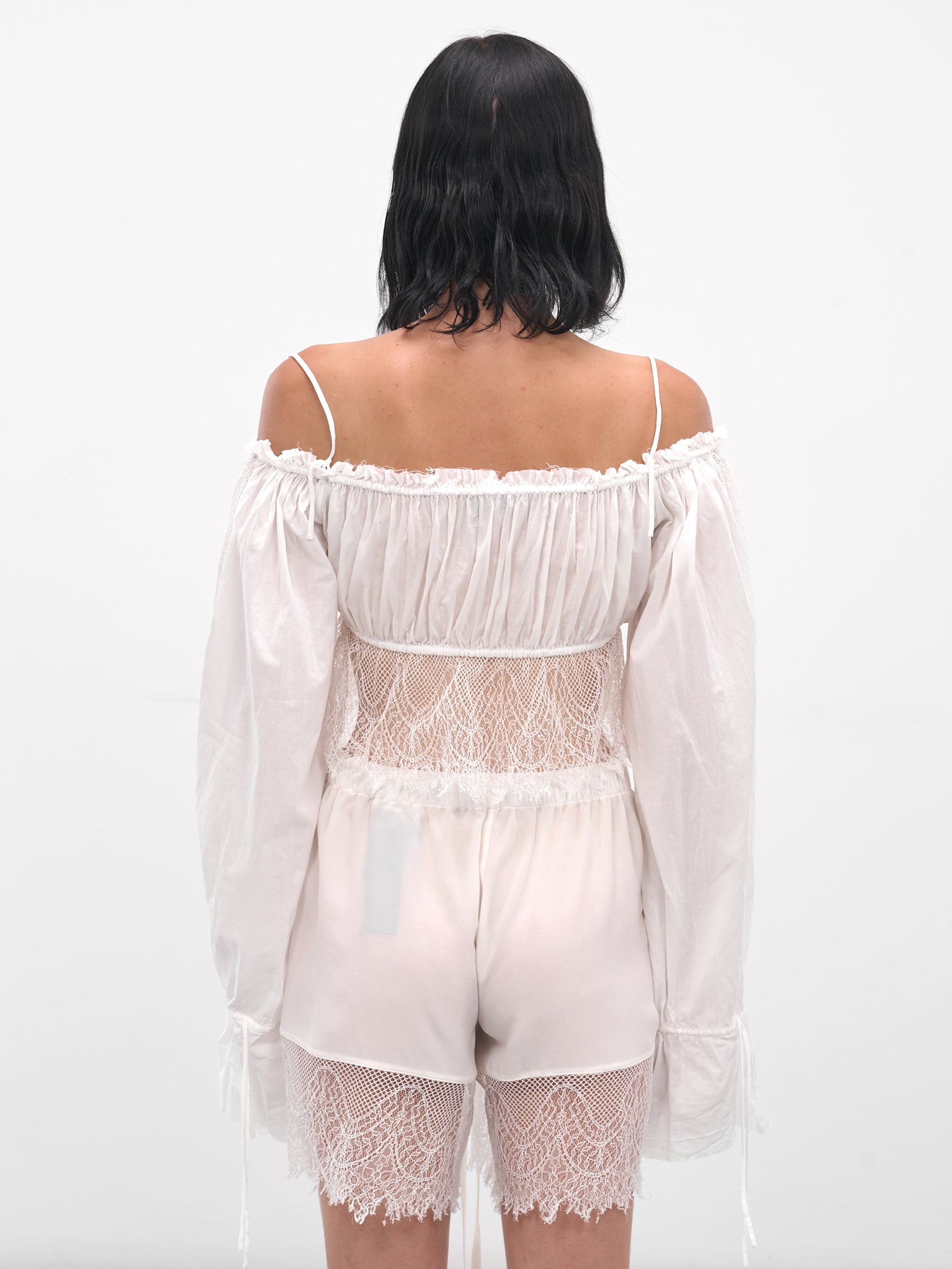 White Jorunn Lace Crop Top - 3