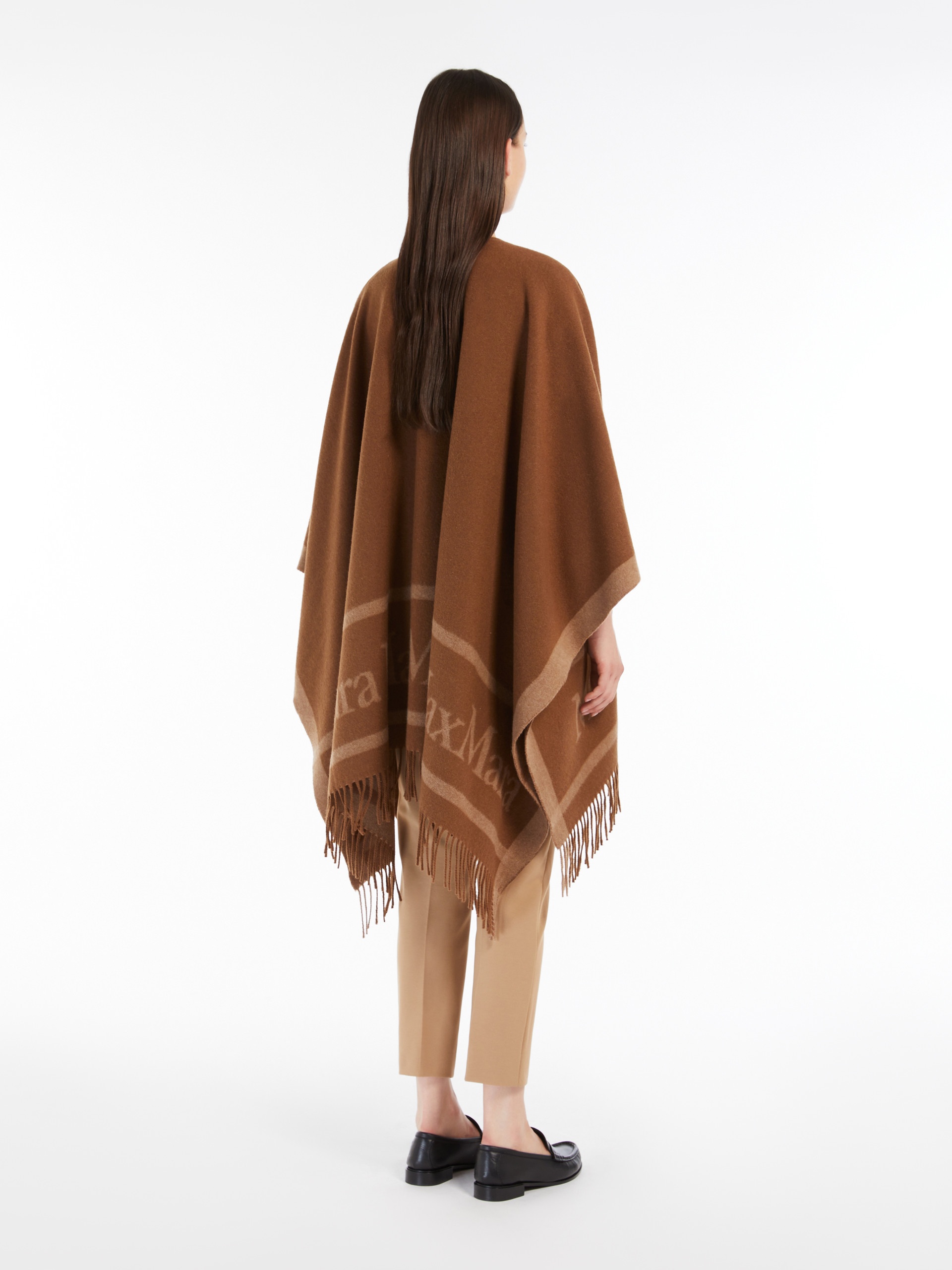 HILDE Jacquard logo-decorated wool poncho - 4