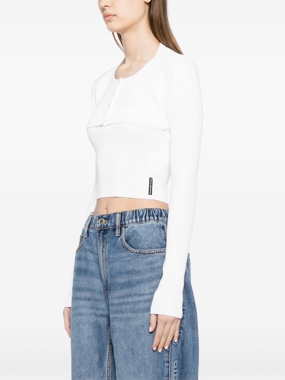 cut-out long-sleeved cropped top - 3