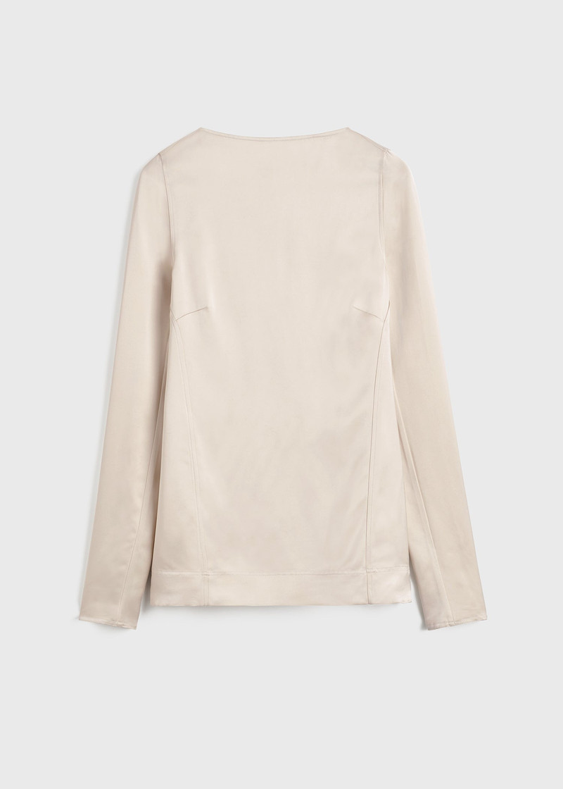 Long-sleeve satin top ecru - 1
